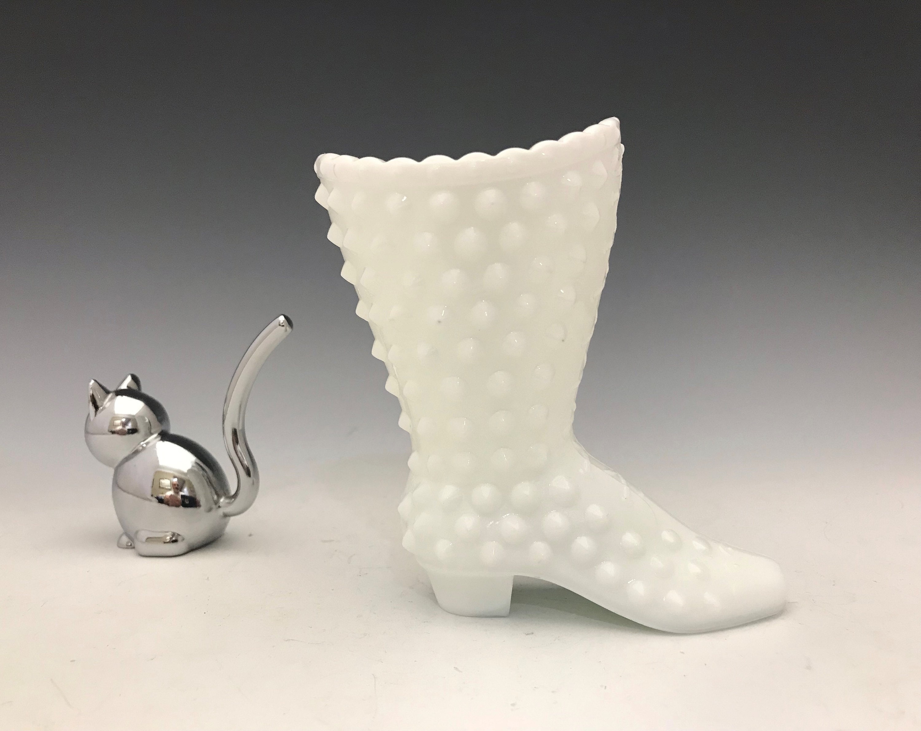 Fenton Hobnail Milk Glass Boot Vintage Glass Shoe