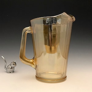 Jeannette Glass Iridescent Water Pitcher - Contemporary Carnival Glass Pitcher - Vertical Optic