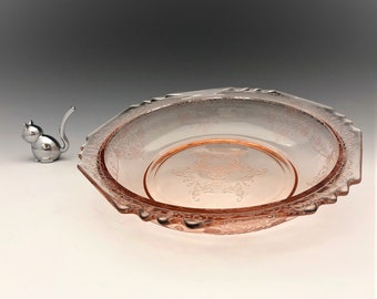 Hazel Atlas Florentine 1 - Large Berry Bowl - Pink Depression Glass - 8 1/2 Inch Bowl