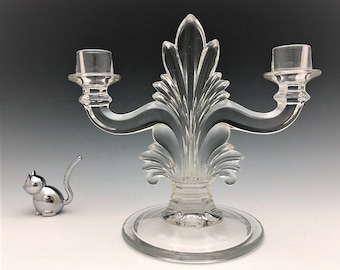Indiana Glass Baroque-Style Duo Candlestick - Elegant Glass Candlestick Holder - Depression Era Glass