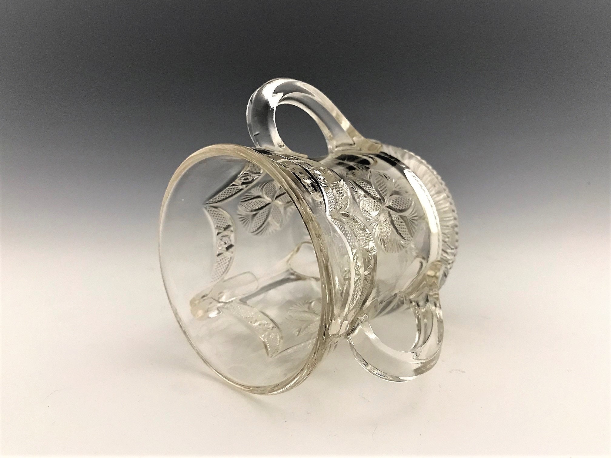 EAPG Spooner Unique ThreeHandled Glass in Unidentified Pattern