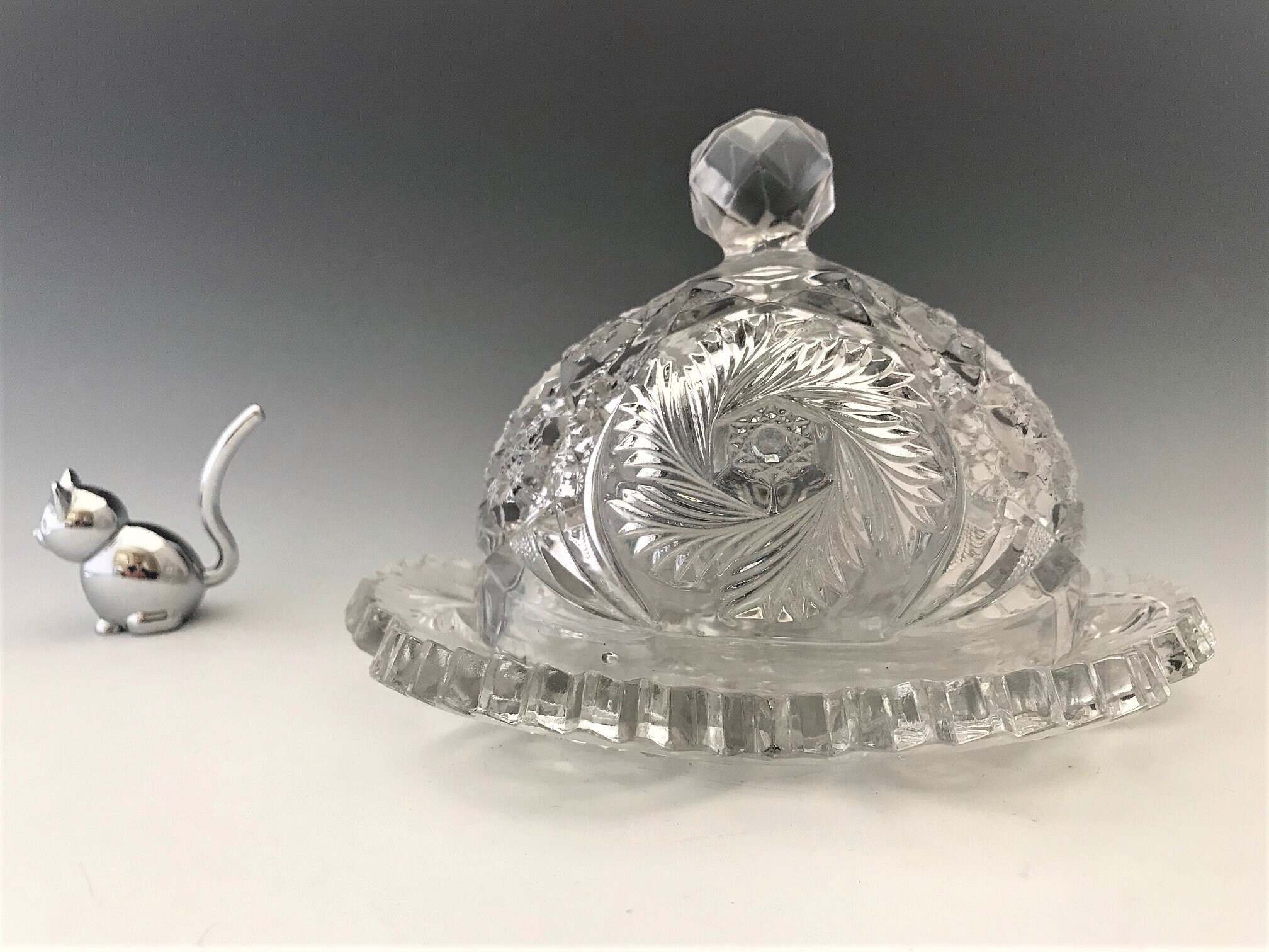 EAPG Covered Butter Dish McKee Glass Company Wiltec Pattern (OMN