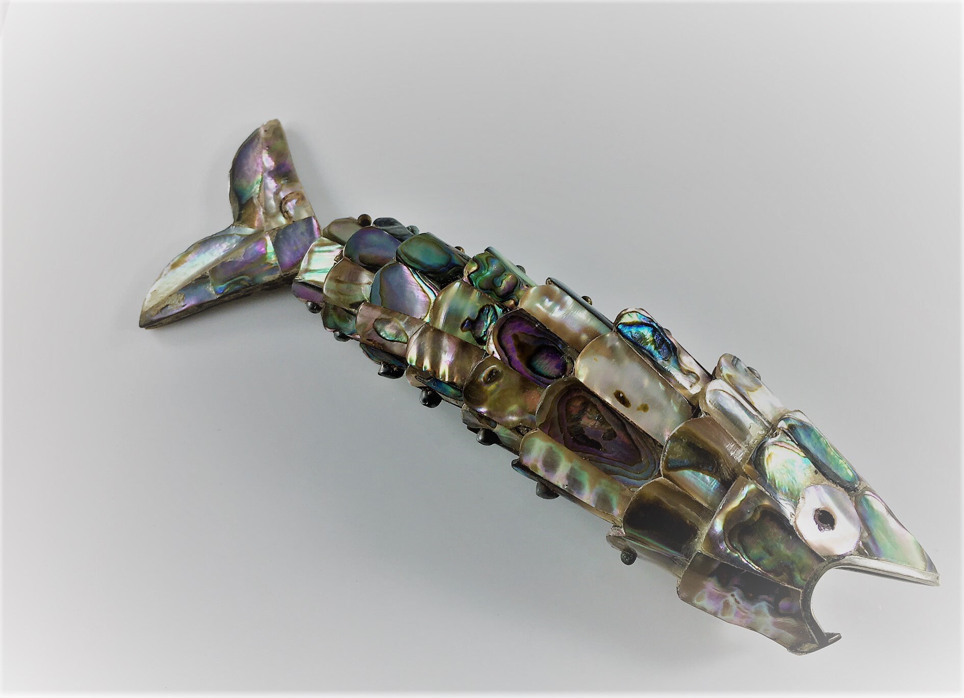 Vintage Articulated Abalone Fish Bottle Opener - Mother of Pearl