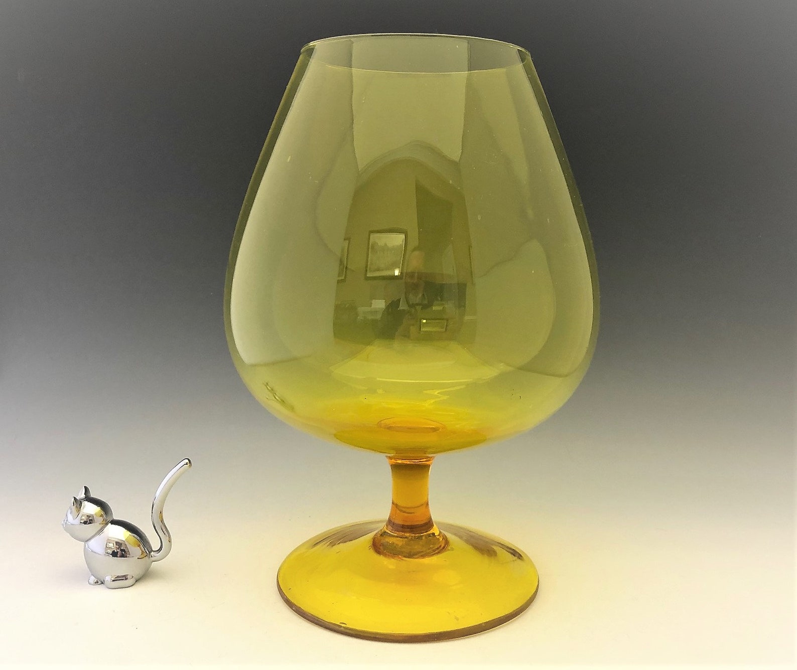 Retro Oversized Yellow Glass Brandy Snifter Cadmium Glow Etsy