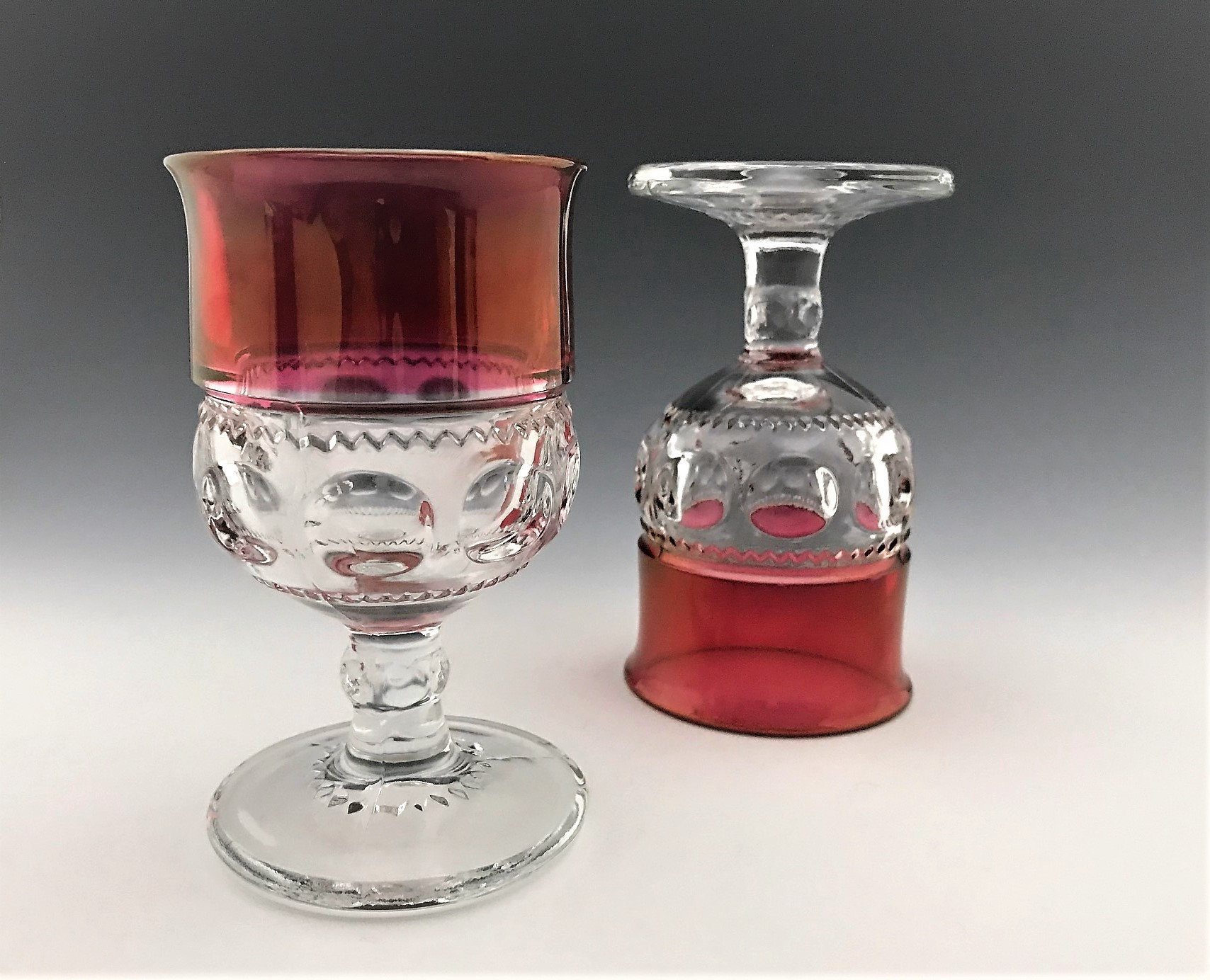 Set of 4 Indiana Glass King's Crown Glass Water Goblets Ruby Red