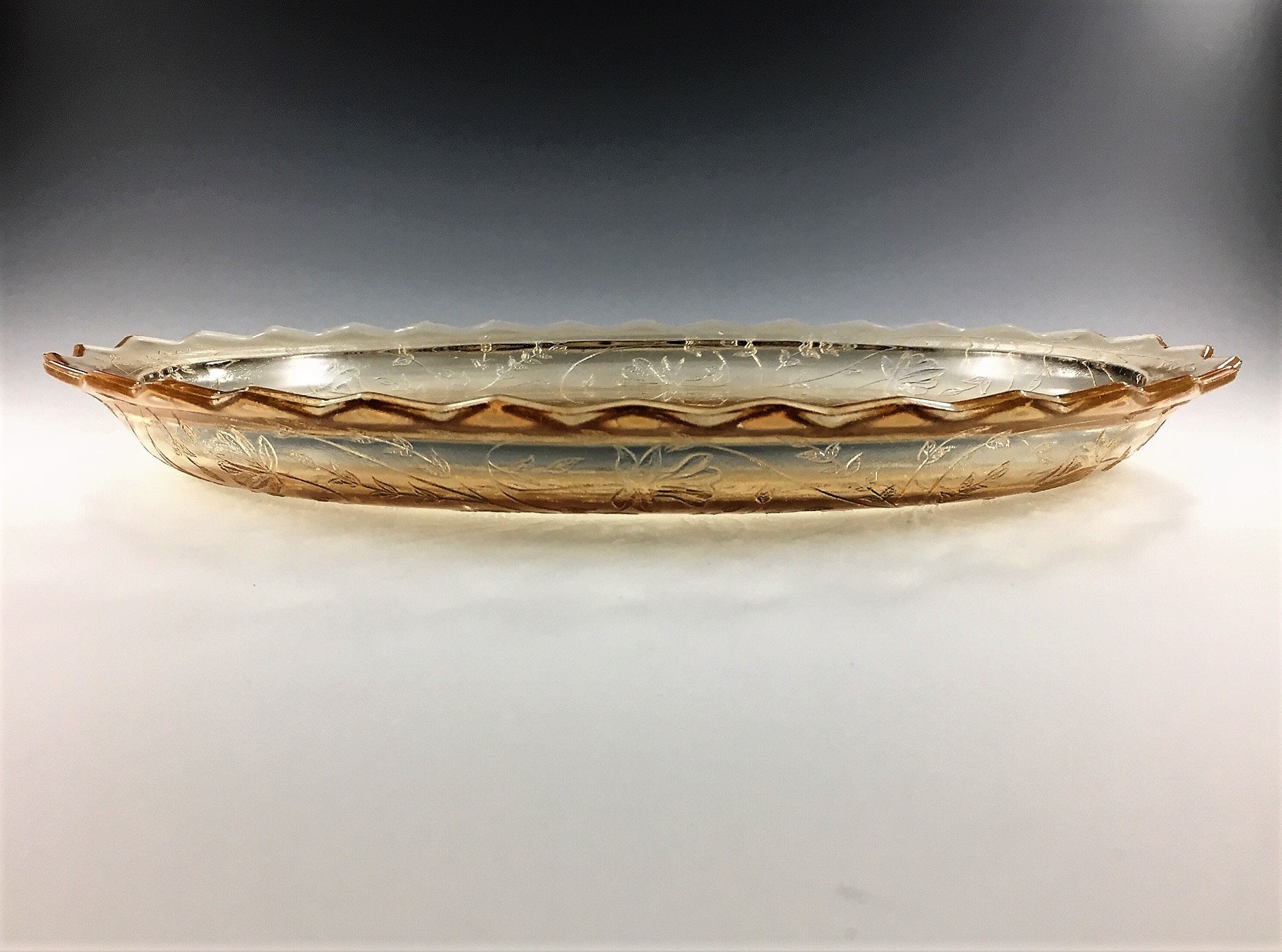 Vintage Glass Oval Platter Louisa Iridescent Pattern