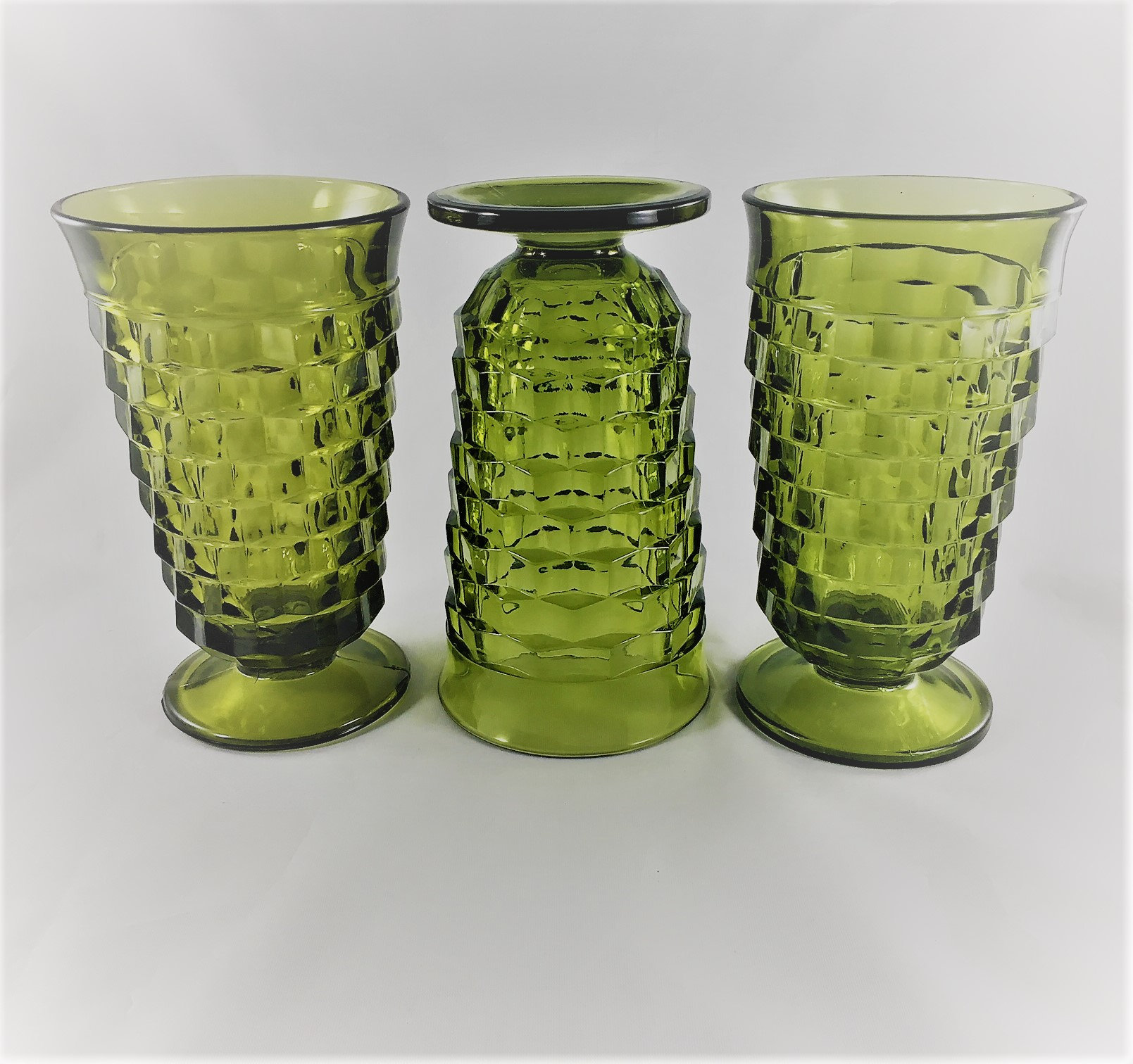 Set of 3 Vintage Iced Tea Glasses Colony Glass Whitehall Green