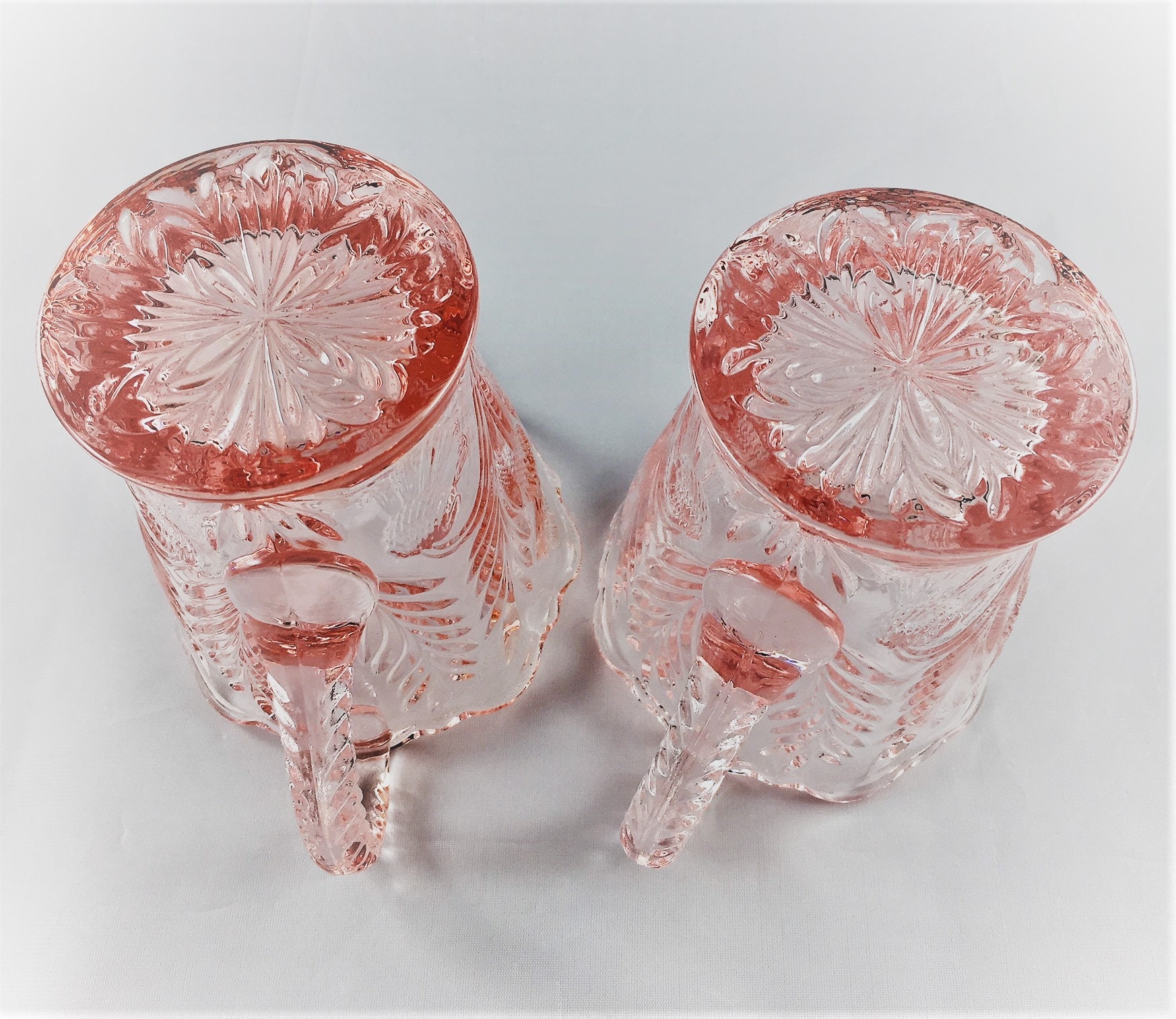 Vintage Pink Glass Breakfast Set Mosser Glass Inverted Thistle