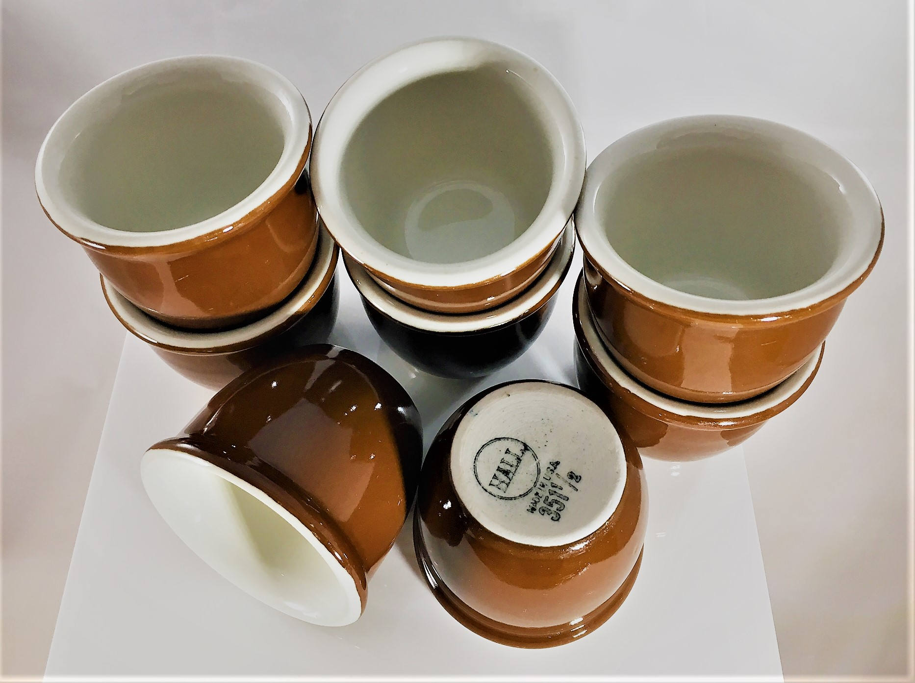 Set of 8 Vintage Hall Ceramic Custard Dishes 351 1/2 Made in USA