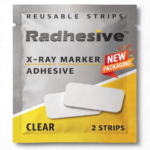 Tiras adhesivas para marcadores de rayos X - Cinta adhesiva lavable y reutilizable - Soporte para marcadores de radiología - Paquete de 2 unidades transparentes