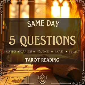 Lectura de Tarot de 5 Preguntas / Entrega a la Hora / Amor • Carrera • Orientación Espiritual