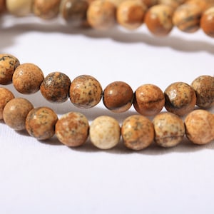 Natural stones Dalmatian Jasper 6mm Brown Sierra marble x 60 beads