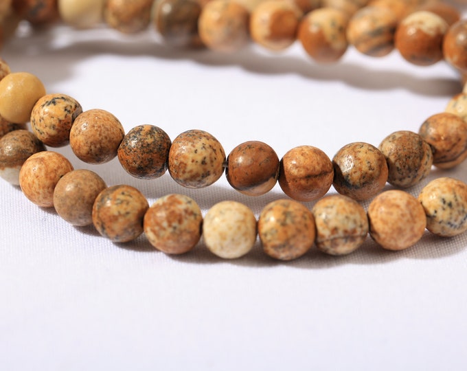 Natural stones Dalmatian Jasper 6mm Brown Sierra marble x 60 beads