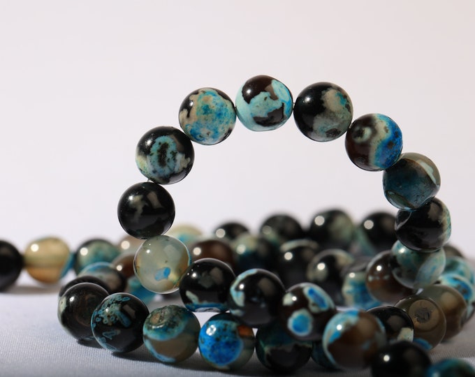 Natural stones Agate 8mm Dark ocean blue x 48 beads