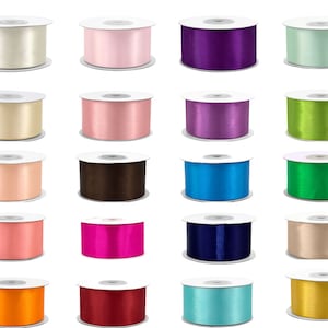 Nastro di raso 38 mm x 25 m – 60 colori tra cui scegliere – Ideale per Natale, matrimonio, decorazione, confezioni regalo