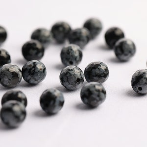 Pierres naturelles Obsidienne 8mm facettées Noir-anthracite marbre x 23 perles image 3