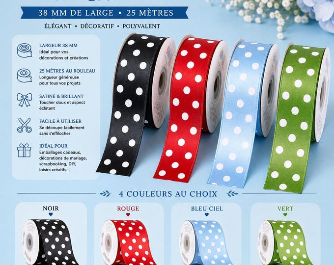 Ribbon organza / chiffon ribbon width 38mm, 25m roll