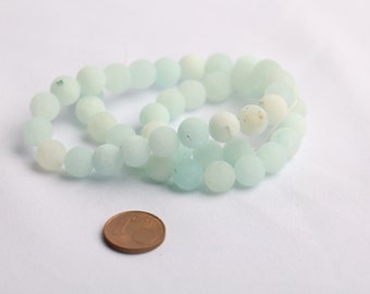 Pierres naturelles Quartz 8mm mat Vert turquoise X 46 perles