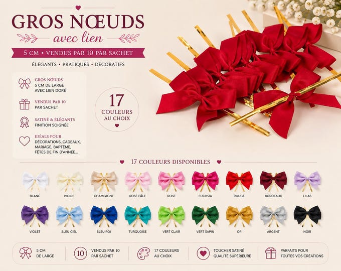 set of 10  satin bows 5 cm 