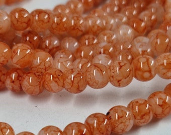 280 perles en verre opaque 6 mm couleur orange saumon