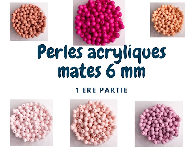 200 Perles acryliques mates 6 mm de diametre trou de 1,5 mm image 1