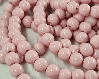 275 perles en verre opaque 6 mm couleur Rose fleur