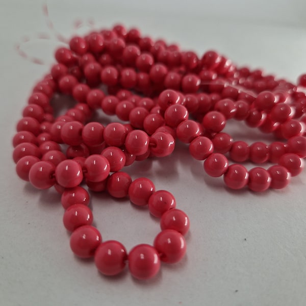 275 perles en verre opaque 6 mm couleur corail