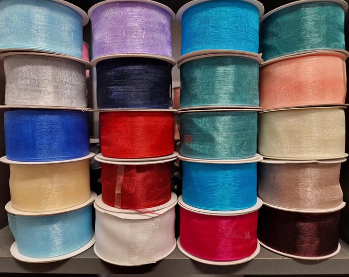 Ribbon organza / chiffon ribbon width 38mm, 25m roll
