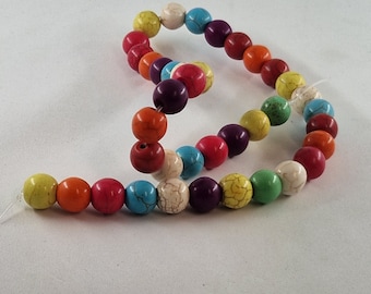 Natural stones howlite beads 10mm Multicolor X 40 PEARLS