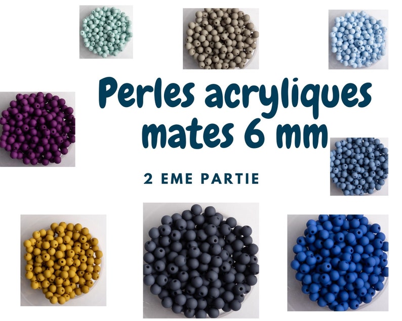 200 Perles acryliques mates 6 mm de diametre trou de 1,5 mm image 1