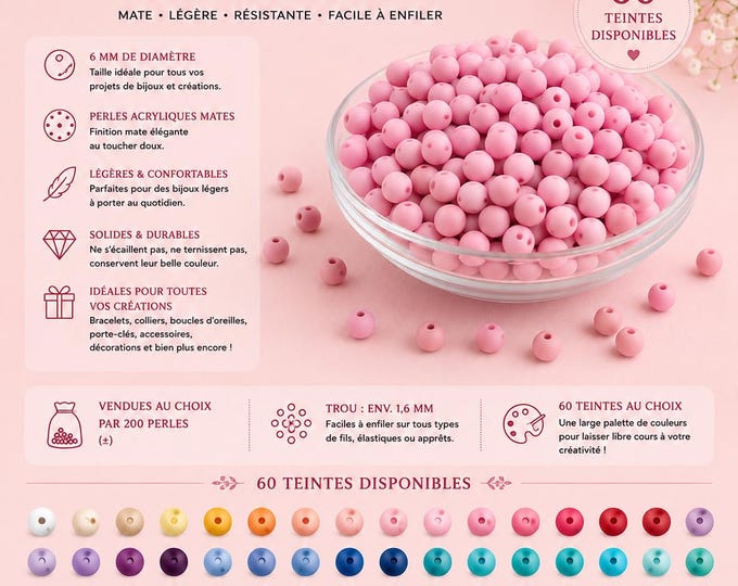 6mm round acrylic beads