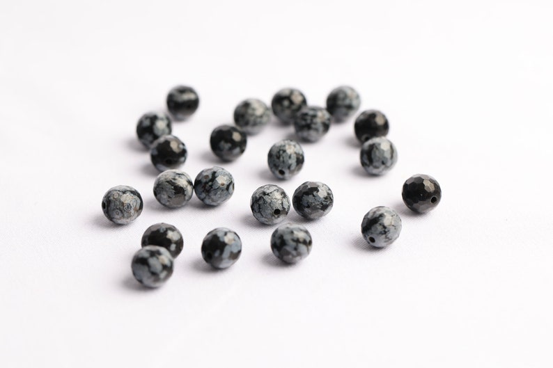 Pierres naturelles Obsidienne 8mm facettées Noir-anthracite marbre x 23 perles image 4