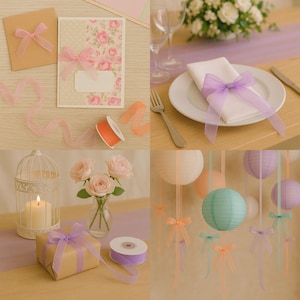 12mm Organza Lint – Zijden Lint, Chiffon, Kerstmis, Bruidsboeketten, Cadeauverpakkingen & Naaiwerk