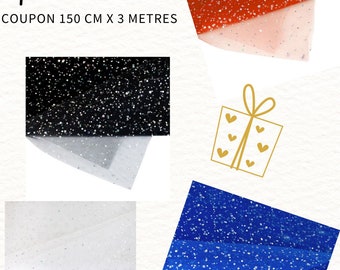 Coupon de tulle souple et fin à paillettes en 150 cm de large et 3 metres de long