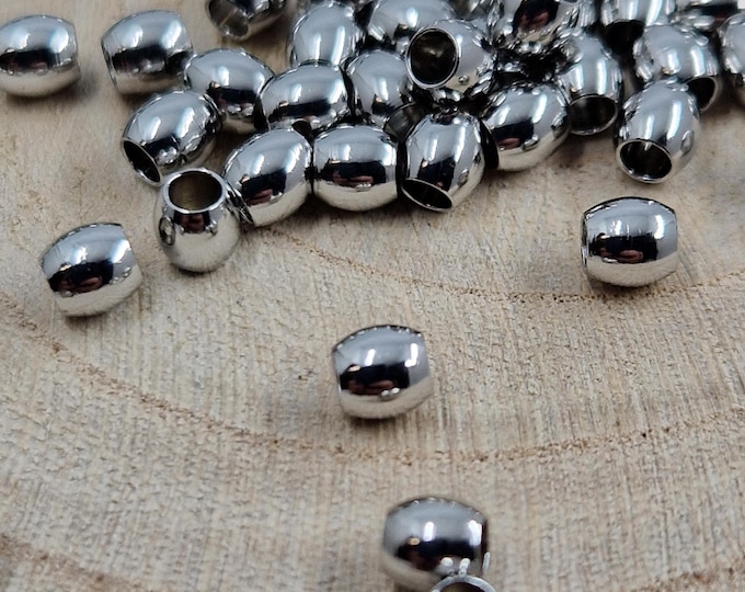 Stainless steel beads 6mm Silver bag of 100 beads