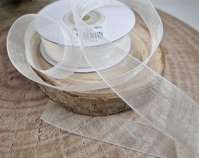 Organza ribbon / chiffon ribbon 18 mm wide, 25 m long on roll