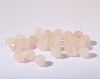 Natural stones Rose Quartz 8mm faceted Soft Pink