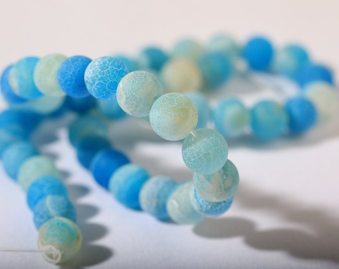 Natural stones Chalcedony (Quartz) and Agate 8mm Sky blue x 48 beads