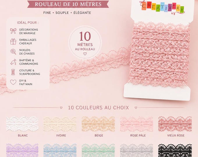12 mm wide lace ribbon