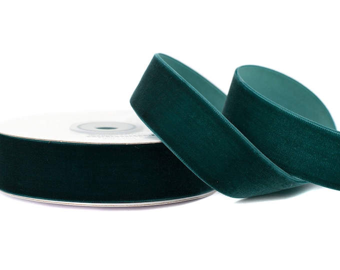 Velvet ribbon 25 mm wide 5 meter spool Dark green