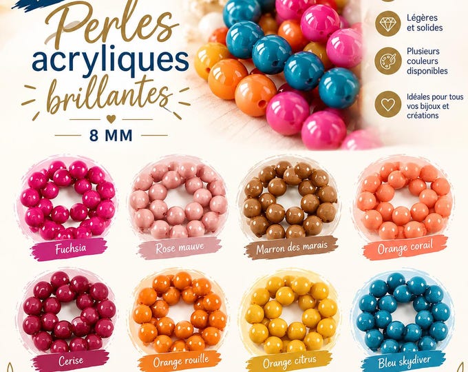 8 mm round acrylic beads