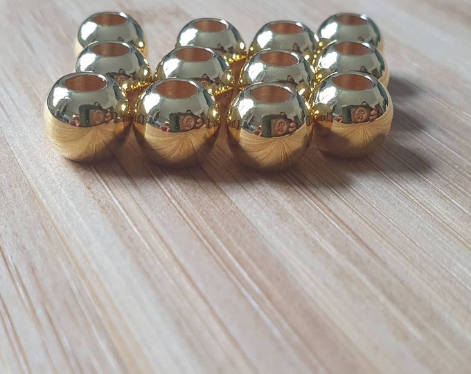 12 DQ metal beads 8mm Gold (nickel free)