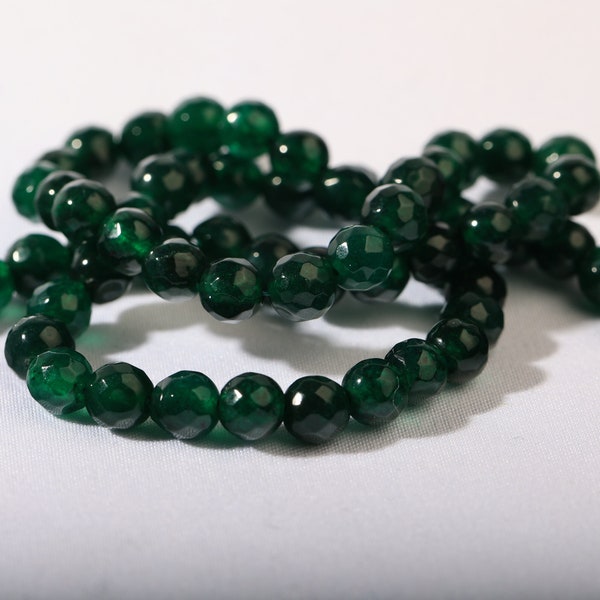 Pierres naturelles 6mm Jade facettées Vert agate x 62 perles