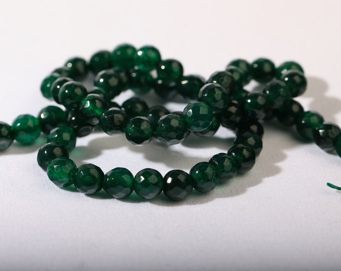 Natural stones 6mm Jade faceted Green agate x 62 beads