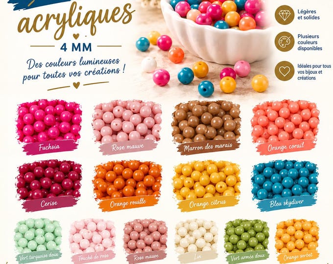 4 mm round acrylic beads