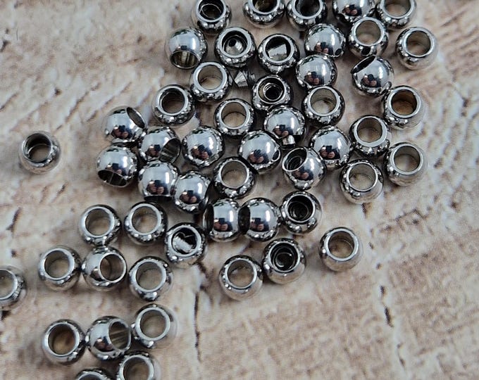 Stainless steel beads 4mm Silver bag of 100 beads