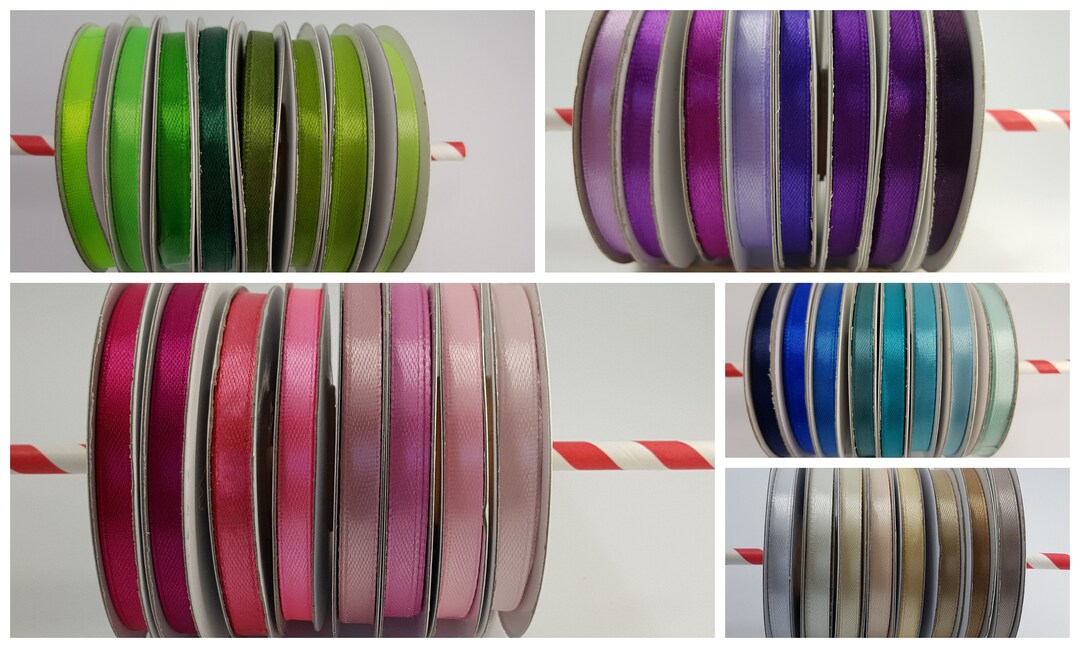 Lot of 8 Spools of Ribbon 6 Mm Wide and 25 M Long, I.e. 200 Meters of ...