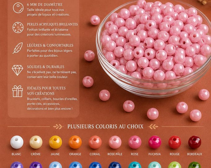 6mm round acrylic beads