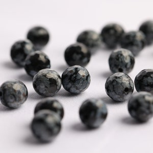 Pierres naturelles Obsidienne 8mm facettées Noir-anthracite marbre x 23 perles image 2