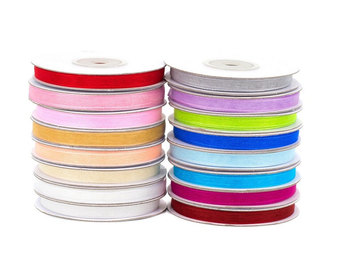 Ribbon organza / chiffon ribbon width 6 mm, roll of 25 m